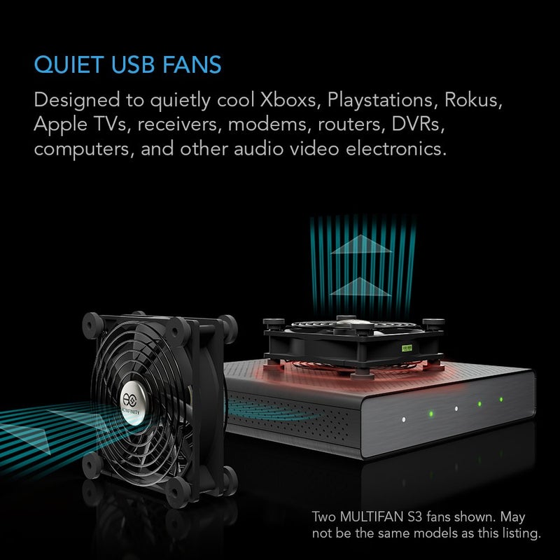 AC Infinity مروحة AC Infinity MULTIFAN S4، مروحة USB هادئة 140 مم، معتمدة من UL لتبريد خزانات أجهزة الاستقبال DVR وPlayStation وXbox والكمبيوتر - Image 2